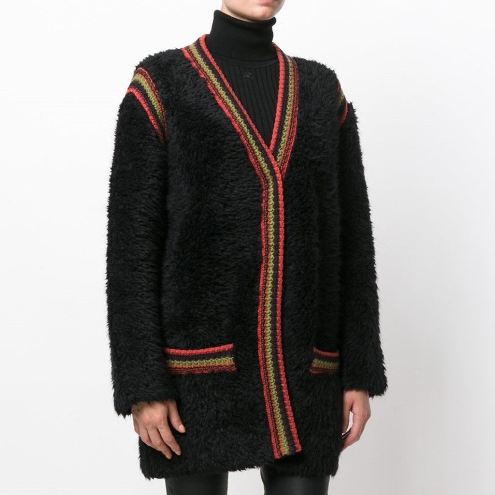 NWT M MISSONI CROCHET TRIM FAUX FUR COAT CARDIGAN